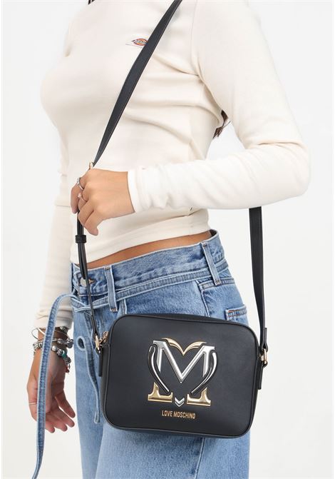 Borsa a tracolla nera da donna con logo LOVE MOSCHINO | JC4327PP0LKN0000